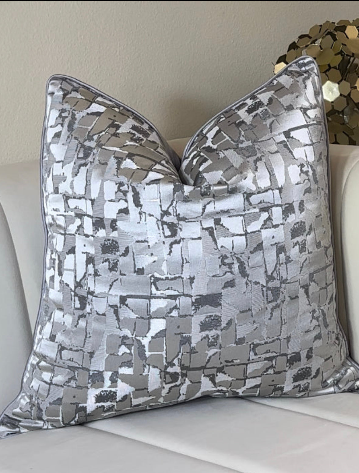 Glam Silver Throw Pillow (Cover)